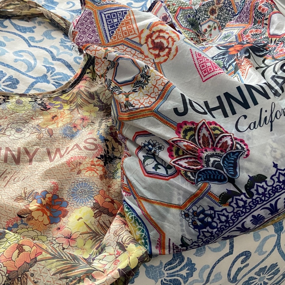 Johnny Was Multicolor and Blue Floral Totes